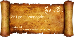 Zsigri Barnabás névjegykártya